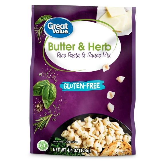 Great Value Gluten-Free Butter & Herb Rice Pasta & Sauce Mix, 4.4 oz