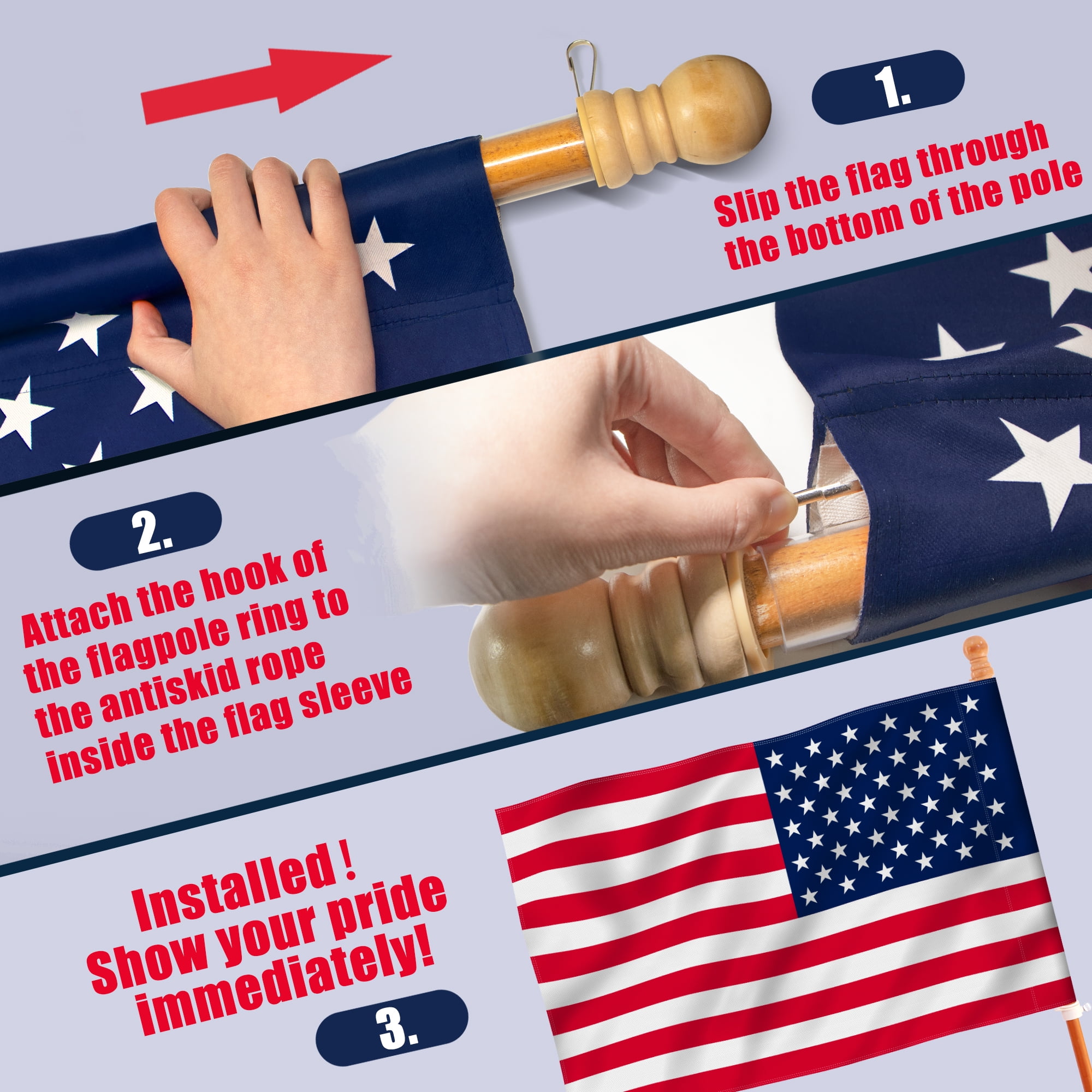(2 pack) Anley Rip-Proof American USA House Flag 28 x 40 In - US United States July 4th Independence Day House Flags