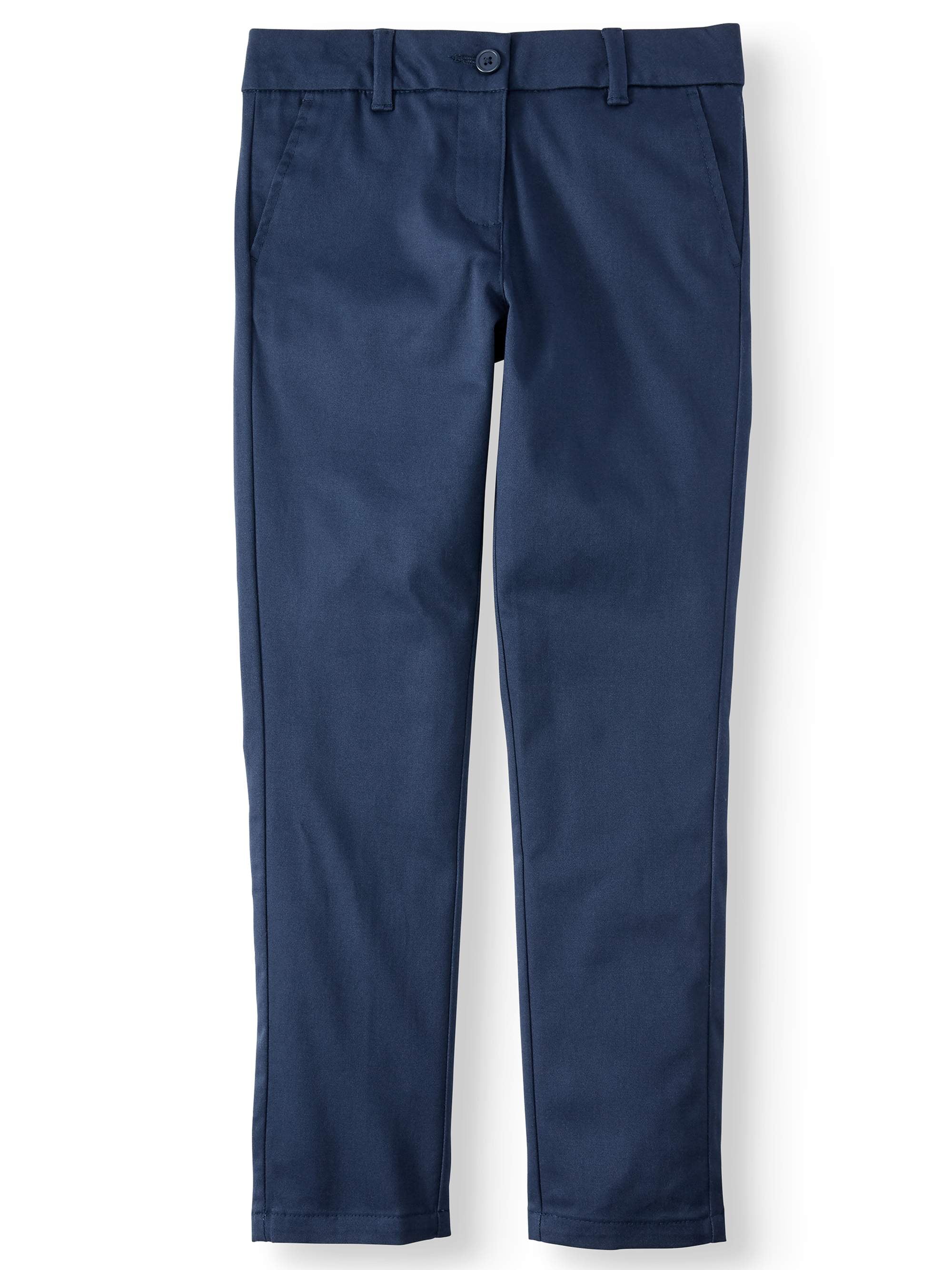 Wonder Nation Girls School Uniform Stretch Twill Skinny Pants, Sizes 416 & Plus