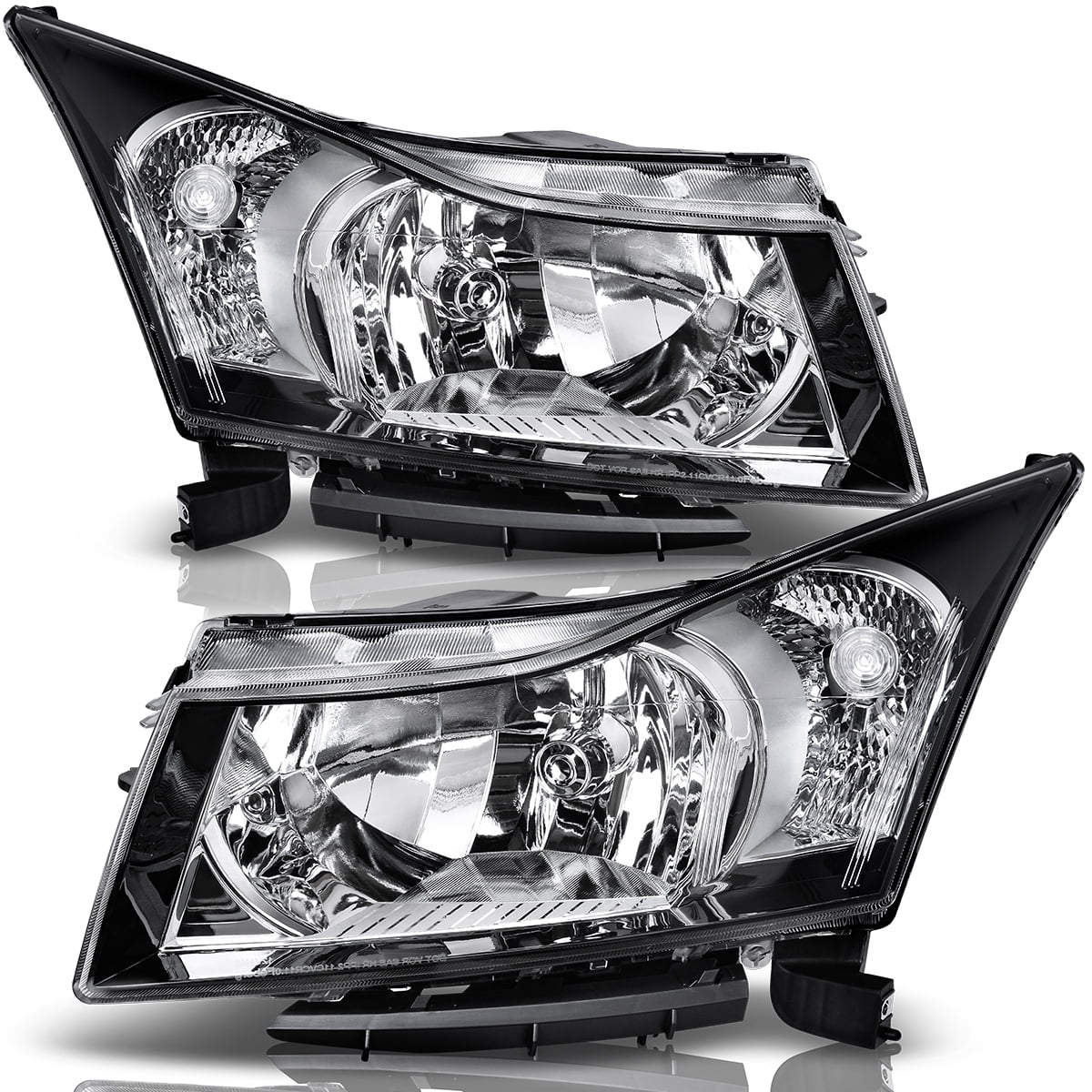 RVNI Black Housing Headlights Replacement For 2011-2015 Chevy Cruze Left+Right Lamp