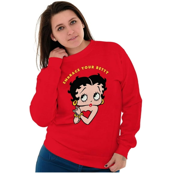 Betty Boop Cartoon Cute Motivational Women Crewneck Sweatshirt Brisco Brands M