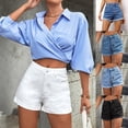 thumbnail image 6 of Aihuaihua Stretchy Jean Shorts for Women High Waisted Lightweight Summer Casual Loose Pull on Trendy Drawstring Denim Shorts XS, 6 of 7
