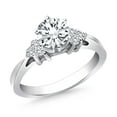 thumbnail image 1 of 14k White Gold Cathedral Engmt Ring Side Diamond Clusters Size 7.5, 1 of 3