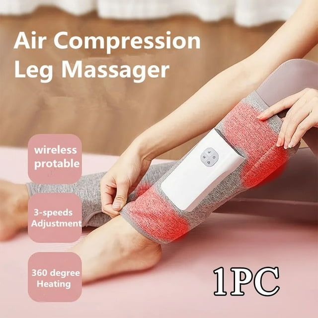 ALLTIMES Masseur de Jambes Portable à Compression 3 Étapes avec Charge USB-C Chauffante et Enveloppements Réglables, 1 Pce