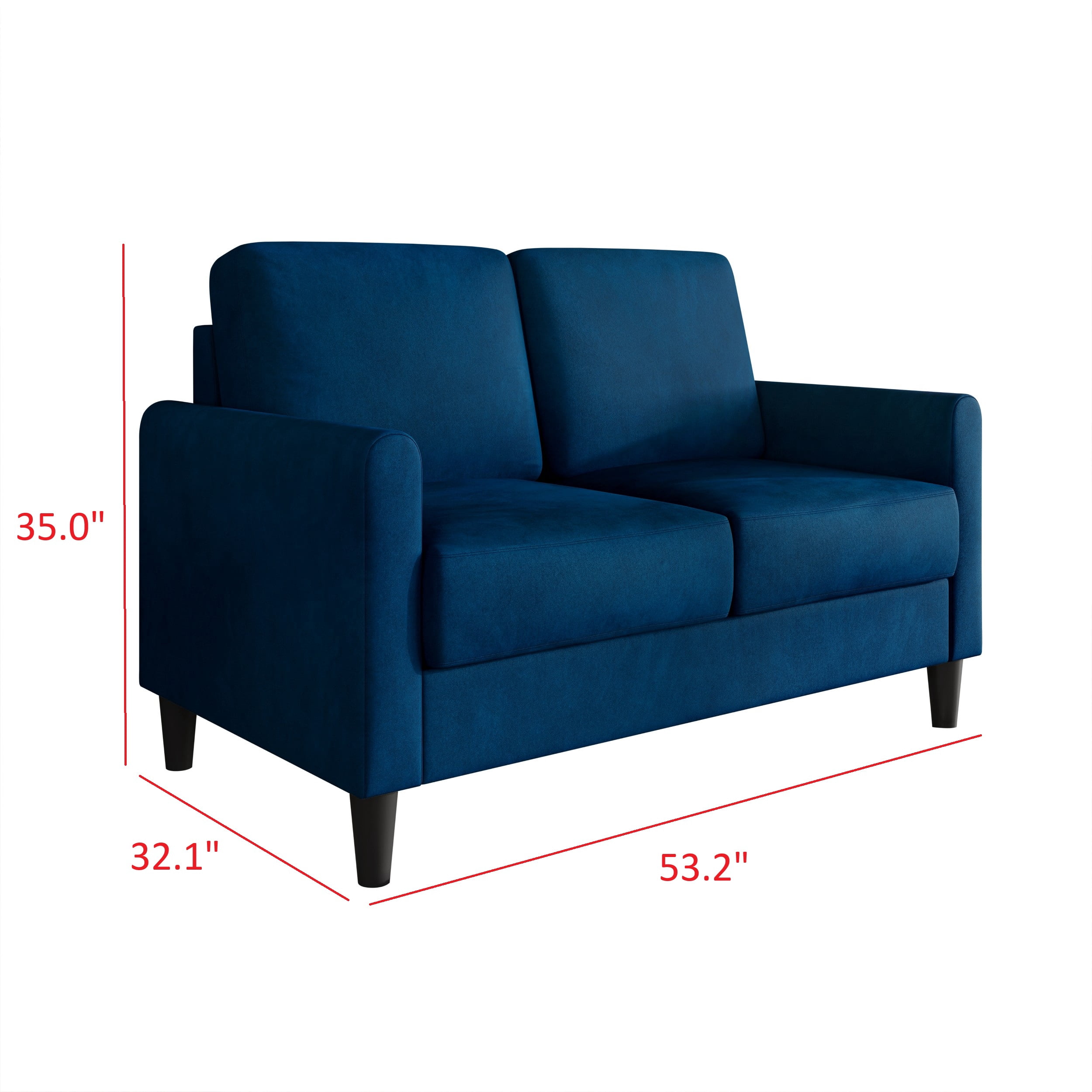 Home Design Goliad 2-Piece Velvet Living Room Set with Loveseat and Sofa, Pocket Spring Design, Soft Cushions, Clean Lines Design, Blue