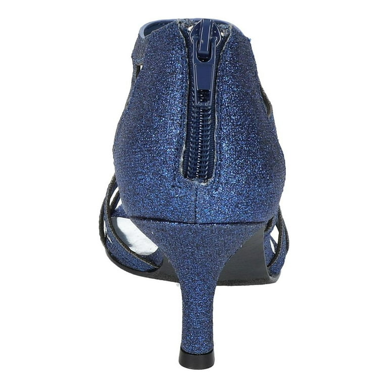 EASY STREET ALIVE AT 5 Womens Blue Strappy Flattery Peep Toe Kitten Heel Zip Up Dress Sandals Shoes 9.5 N Walmart