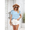 thumbnail image 3 of Summer Round Neck Petal Sleeve Chiffon Short Sleeve Loose Women's T-shirt Top, 3 of 8
