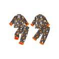 thumbnail image 2 of RUINIXCW Toddler Baby Girl Halloween Silk Stain Pajamas Set Kids Little Girl Fall Winter PJS Set Sleepwear Pumpkin Bat Fuzzy Trim Long Sleeve Button Down Shirt and Pants Set Loungewear Homewear, 2 of 9