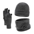 thumbnail image 1 of Juego de 3 piezas de gorro, calentador de cuello, guantes, bufanda, abrigo a prueba de viento para clima frío, mujeres, hombres, niñas, niños, correr, Gris, 1 of 8
