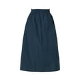 thumbnail image 1 of Falda de algodón de cintura elástica Allegra K vintage campesina para mujer con bolsillos Azul oscuro M, 1 of 6