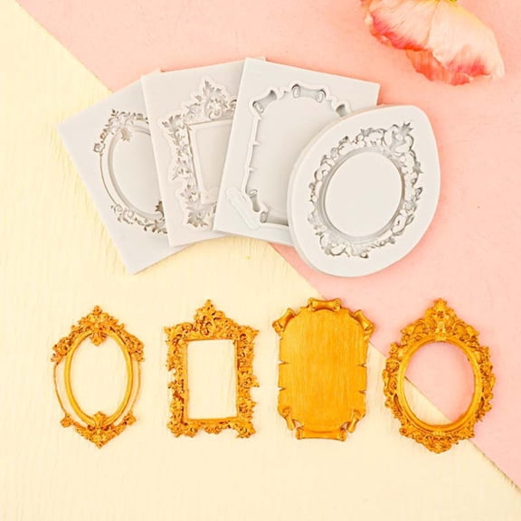 Photo Frame Fondant Mold Mirror Silicone Mold Retro Frame Mold Cake Decoration