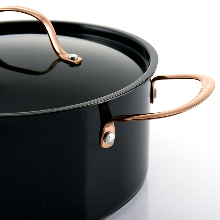 Vintage Club Aluminum Black 4.5 Qt. Dutch Oven Stock Pot With Lid.  Non-stick Coating. 