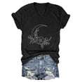 thumbnail image 4 of Women's Fashion Casual V Neck Floral Moon Print Top Short Sleeve T Shirt, 4 of 4