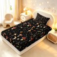 thumbnail image 4 of Homewish Watercolor Botanical Mushroom Twin Sheets,Fungus Plant Bedding,Black,3-Piece,1 Flat Sheet,1 Fitted Sheet and 1 Pillowcase, 4 of 6