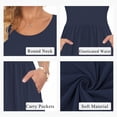 thumbnail image 5 of TARAINYA Summer Women Short Sleeve Empire Waistline Dress With Pockets Pleated Loose Swing Knee Length Dress Casual Floral Print Round Neck, 5 of 7