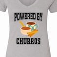 thumbnail image 4 of Inktastic Powered by Churros and Chocolate Women's V-Neck T-Shirt, 4 of 5