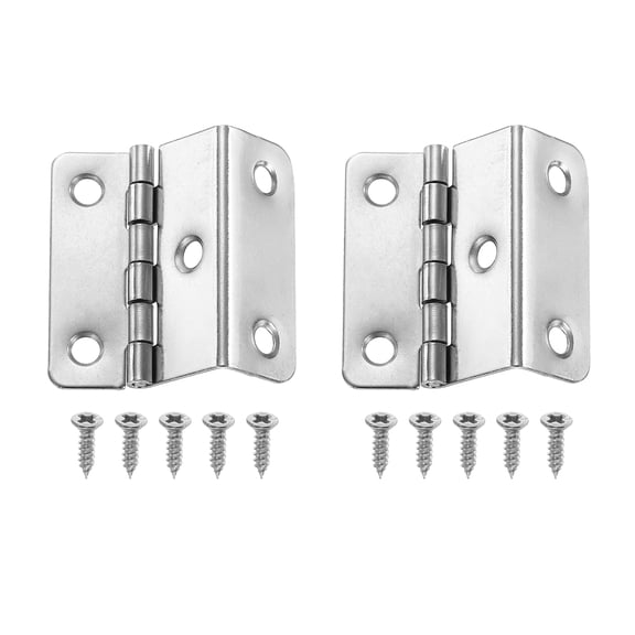 Uxcell Three Fold Hinge 1.61x0.59" Iron Retro Chest Hinge Silver 2 Pcs, Vintage Folding Hinges Hardware with Screws for Wooden Cabinet Door Wardrobe Jewelry Boxes, 0.67" Fold Edge, 5 Mounting Holes