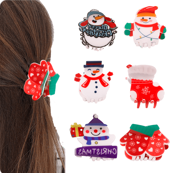 Yoyauz Christmas Hair Clip For Women, Christmas Tree Snowman Santa Claus Winter Strong Grip Clip, Suitable For Thick And Fine Hair Acrylic Hair Clip