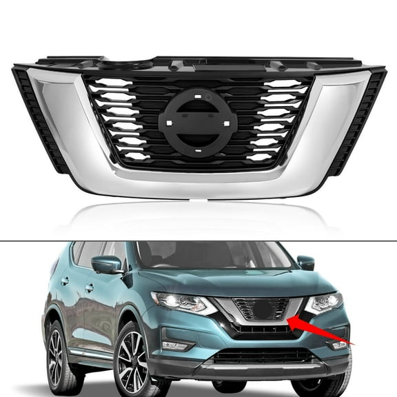 KOJEM Front Upper Grille for 2017-2020 Nissan Rogue 623106FL0B NI1200281 Bumper Radiator Hood Grill Assembly