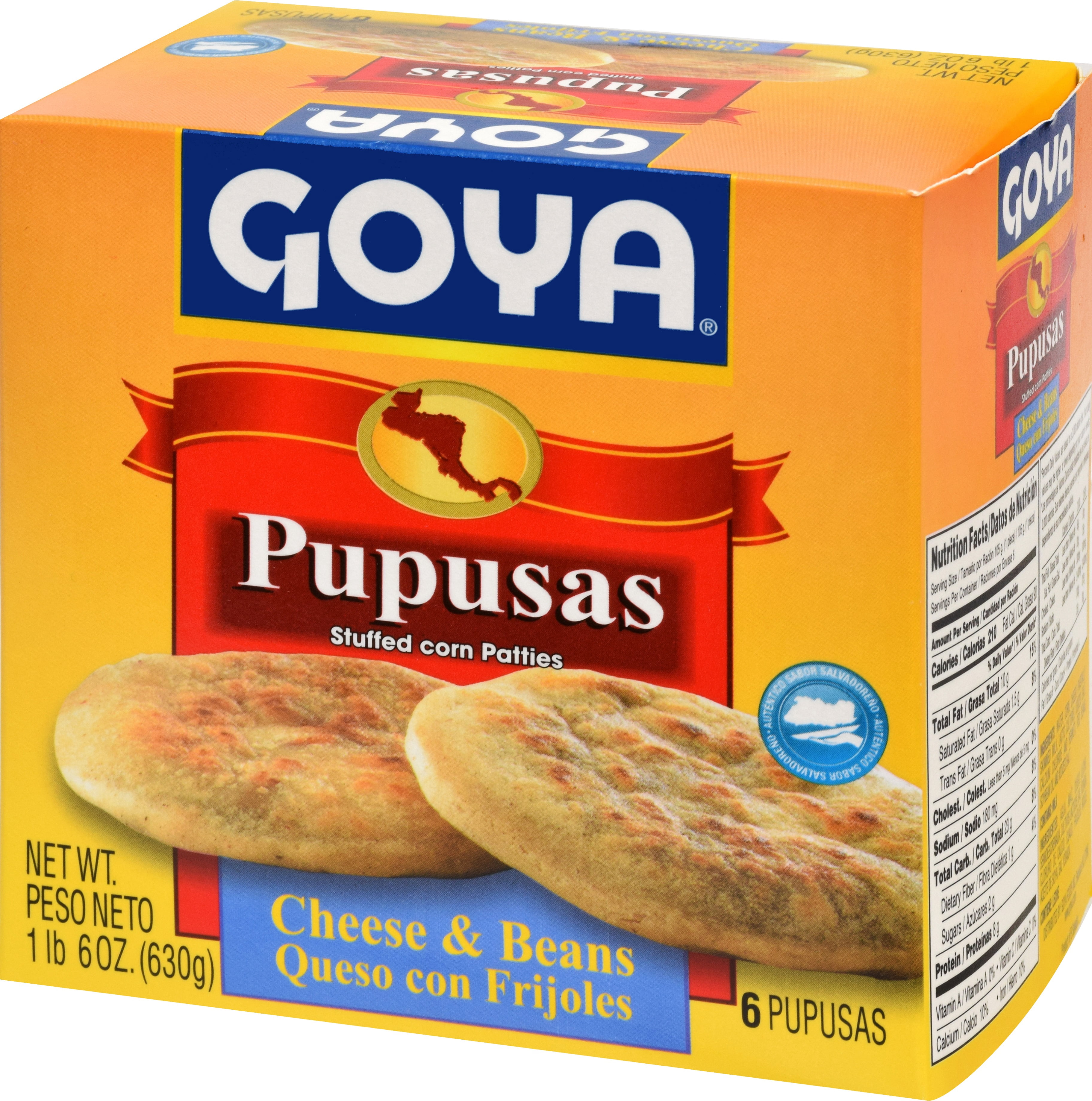 GOYA Pupusas Cheese & Beans 6 Ct, 22 oz