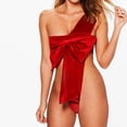 thumbnail image 4 of Gibobby Tangas de mujer sexy encaje Lencería roja sexy mujer festival bowknot navidad body sin espalda(Rojo XL), 4 of 5