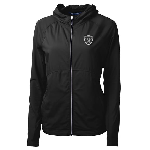 Women's Cutter & Buck Black Las Vegas Raiders Adapt Eco Knit Full-Zip Hoodie