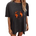 thumbnail image 1 of Blusa de manga corta con estampado de luna y sol de calavera con mangas caídas vintage para mujer Pompotops hfajkhk125479, 1 of 9