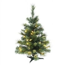 2' Mixed Brussels Tabletop Artificial Christmas Tree with LED Warm White Lights by Vickerman