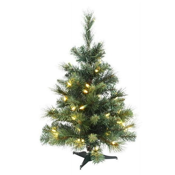 2' Mixed Brussels Tabletop Artificial Christmas Tree with LED Warm White Lights by Vickerman