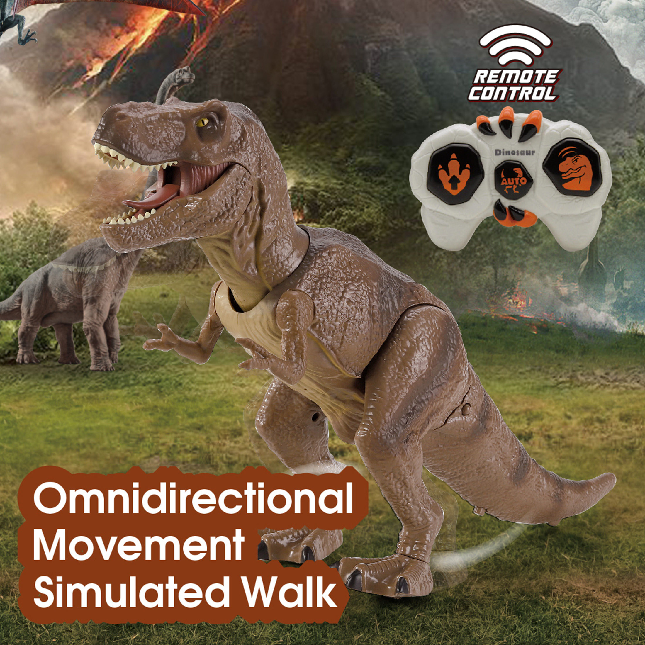 KOPPOP IR Remote Control T-Rex Dinosaur, Easy-Use Electric Walking Dinosaur Toy for Kids Boys Girls Ages 3 and up
