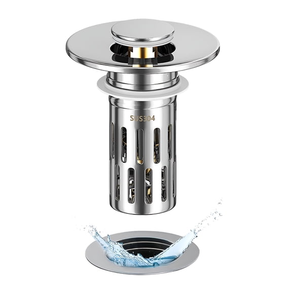 HIBIBUD Bathroom Sink Drain Strainer 3 in 1 Pop Up Bathroom Sink Stopper with Removable Brass Basket Hair Catcher Universal Sink Plug for 1.1 to 1.6In Drain Hole Pop Up Sink Drain Stopper