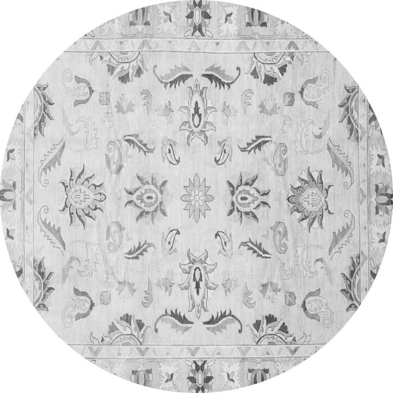 Ahgly Company Indoor Round Oriental Gray Traditional Area Rugs, 4' Round