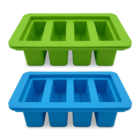 2-Pack Silicone Butter Mold Tray with Lid – Blue & Green, Reusable Butter Molds for Homemade Butter Storage