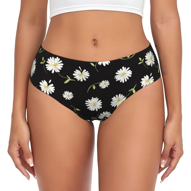 Balery Daisies Flowers Ropa Interior de Algodón para Mujer con Dibujo – Braguitas Cómodas y Elásticas, Estilo Clásico-Medium