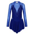 thumbnail image 6 of iEFiEL Womens Long Sleeve Ballet Dance Skirted Leotard Rhinestone Skating Dress Costume, 6 of 7