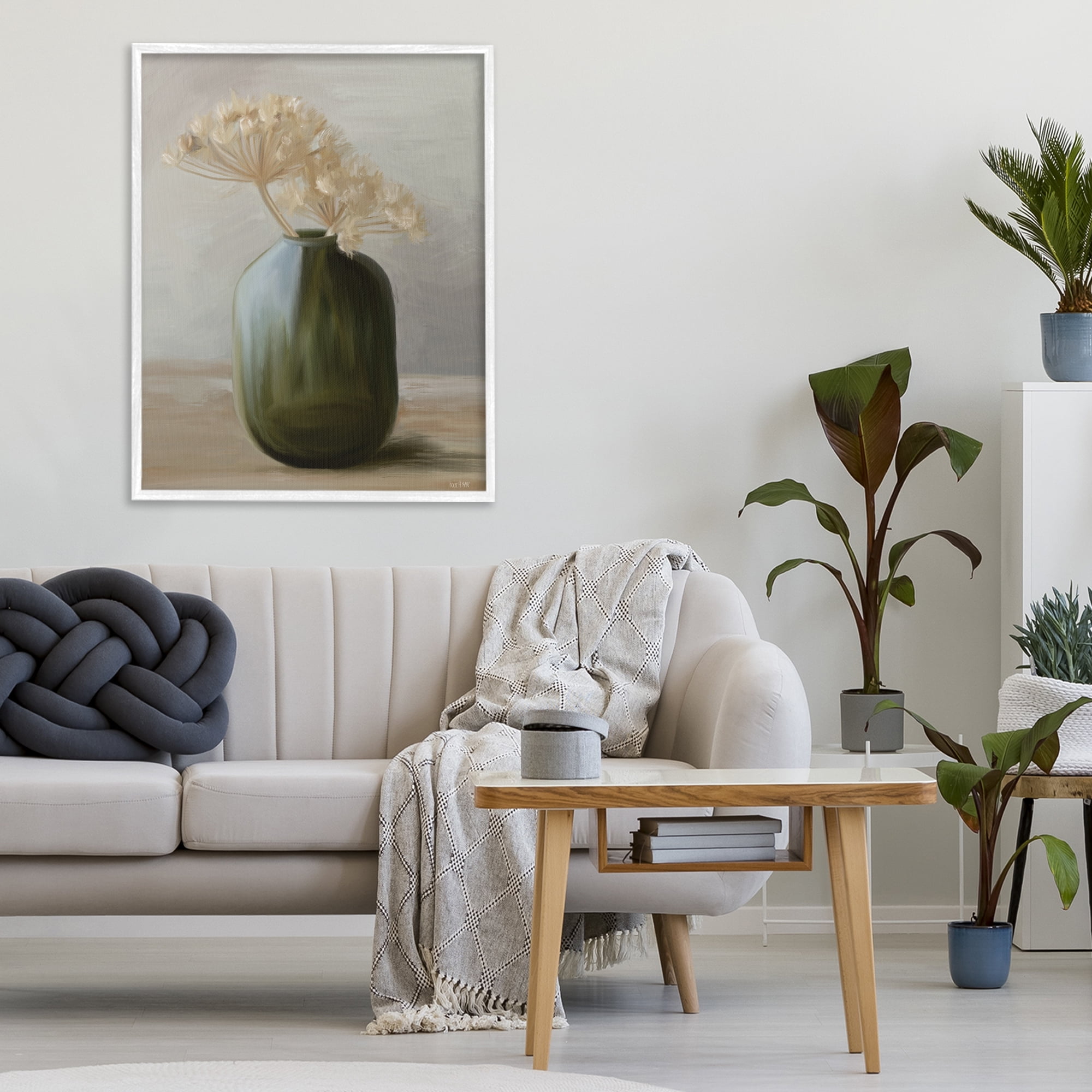 Stupell Industries Dried Blooms in Green Vase White Framed Giclee Art, design by House Fenway