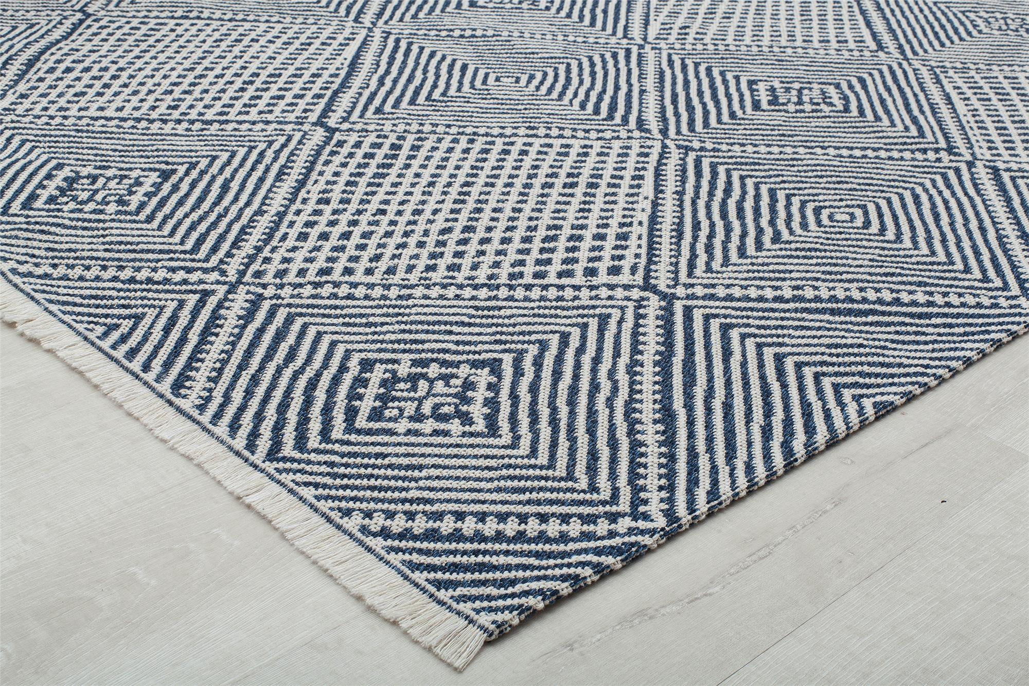 Queer Eye Gavin Diamond Pattern Eco-Friendly Area Rug, 2'6" x 4', Navy Blue/Ivory