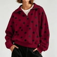 thumbnail image 6 of Erwazi Womens Sweatshirt Polka Dot Half Zip Collared Hooded Fleece Cropped Oversized Pullover Daily Casual Tops with Pocket, 6 of 9