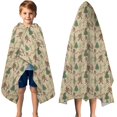 thumbnail image 3 of Beige Bigfoot and Forest Pattern Hooded Bath Towel，50"x30" for Ages 3 To 12 Kids, Quick Dry Lightweight Soft Microfiber Hood Beach Towel Cover Up for Kids, 3 of 7