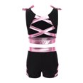 thumbnail image 4 of Moggemol Kids Girls Rhinestone Print Crop Tank Tops and Stretchy Shorts Set for Training Performance Pink 16, 4 of 5
