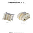thumbnail image 6 of JERFIT 3-Piece Gray and Yellow Stripe Cotton Comforter Set with Pom Poms, Full Queen Bedding Set, Hypoallergenic & OEKO-TEX Certified, 6 of 7