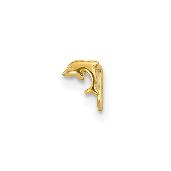 Quality Gold BD112 14K Yellow Gold 23 Gauge Dolphin Nose Ring