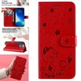 thumbnail image 2 of For iPhone 13 Pro Max Case, Mantto PU Leather Cover with Cat Patterned Embossed Cute Painted Flip Wallet Card Case, With Kickstand Hand Strap Magnetic Closure Case For iPhone 13 Pro Max, Red, 2 of 9