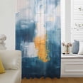 thumbnail image 6 of Navy Blue Yellow Sheer Curtains 54 Inches Long, Modern Oil Painting Art Abstract Light Filering Curtains, Breathable Simi Curtain Privacy Drapes for Kitchen Bathroom Nursery Small Window Treatment, 6 of 9