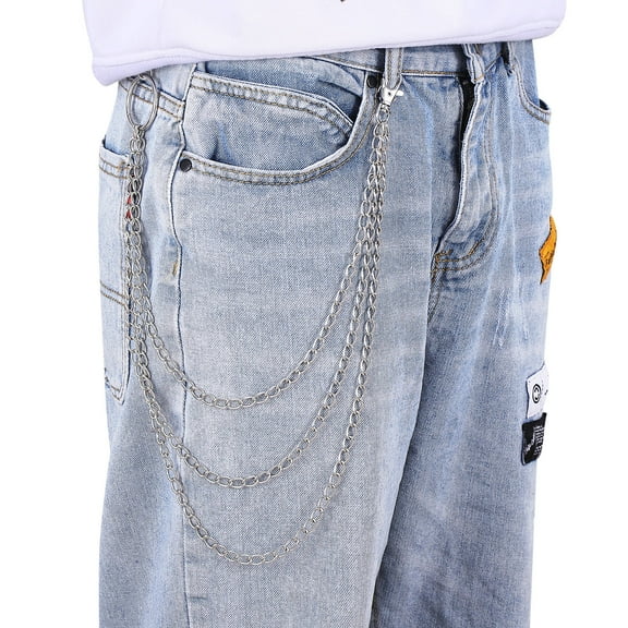 WORGEOUS 1Set Punk Cool Pants Jeans Chain Metal Waist Chain for Men and Women Silver