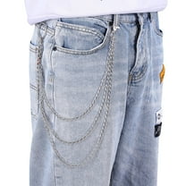 WORGEOUS 1Set Punk Cool Pants Jeans Chain Metal Waist Chain for Men and Women Silver