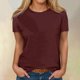 thumbnail image 1 of Fiudx Ofertas Flash Del Día Blusa de Manga Corta Sólida a La Moda para Mujer, Camiseta con Cuello Redondo, Tops Informales, 1 of 5