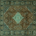 thumbnail image 1 of Ahgly Company Machine Washable Indoor Square Persian Turquoise Blue Traditional Area Rugs, 3' Square, 1 of 4