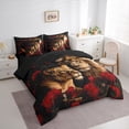 thumbnail image 3 of Feelyou Couple Lion Twin Bedding Sets 7-Piece, Romantic Wildlife Bedding Comforter Set, Valentines Day Red Rose Reversible Sheet Sets, Super Cozy Room Decor, 3 of 7