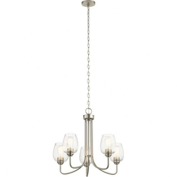 Traditional Five Light Chandelier-Brushed Nickel Finish-Clear Seeded Glass Color Bailey Street Home 147-Bel-4187348